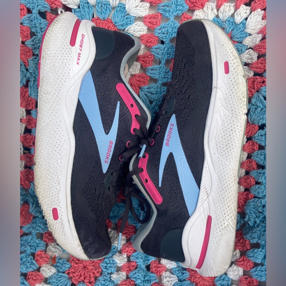 Women’s Brooks Ghost Max Ebony-Open Air-Lilac Rose Restart Running Sneaker Sz 8 - Picture 7 of 11